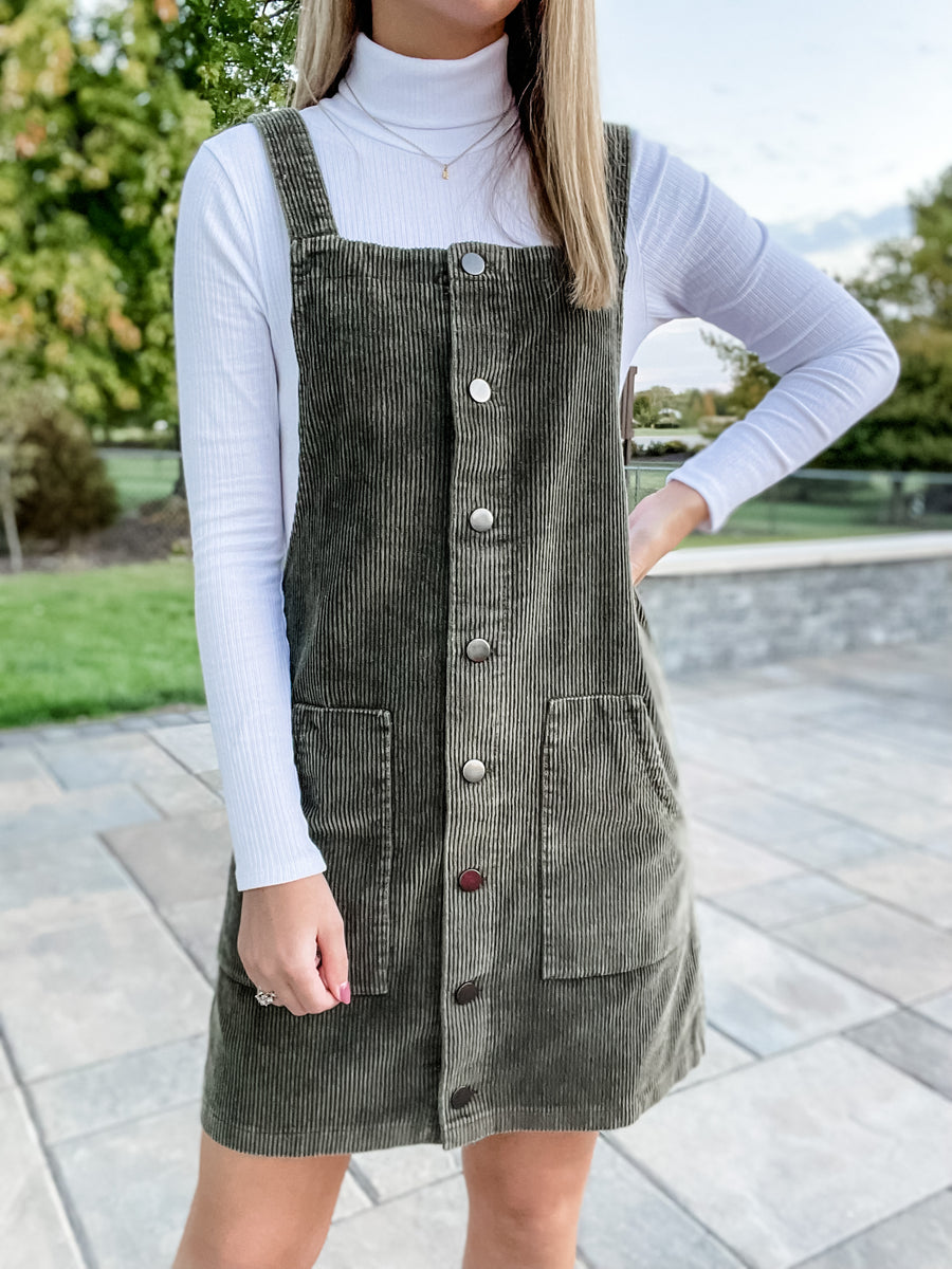 Overall button store down dress