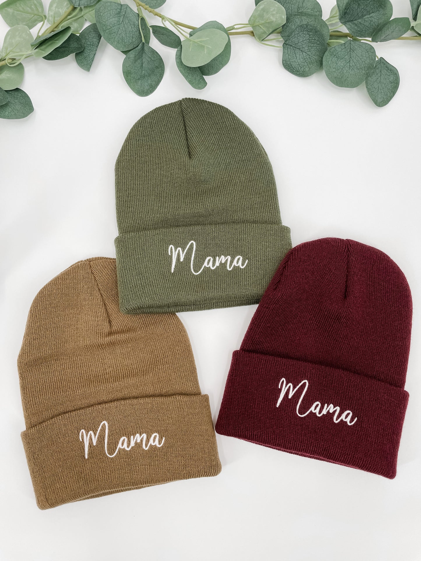 Mama Embroidered Knit Beanie