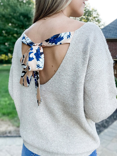 Open back knot bow on sale sweater